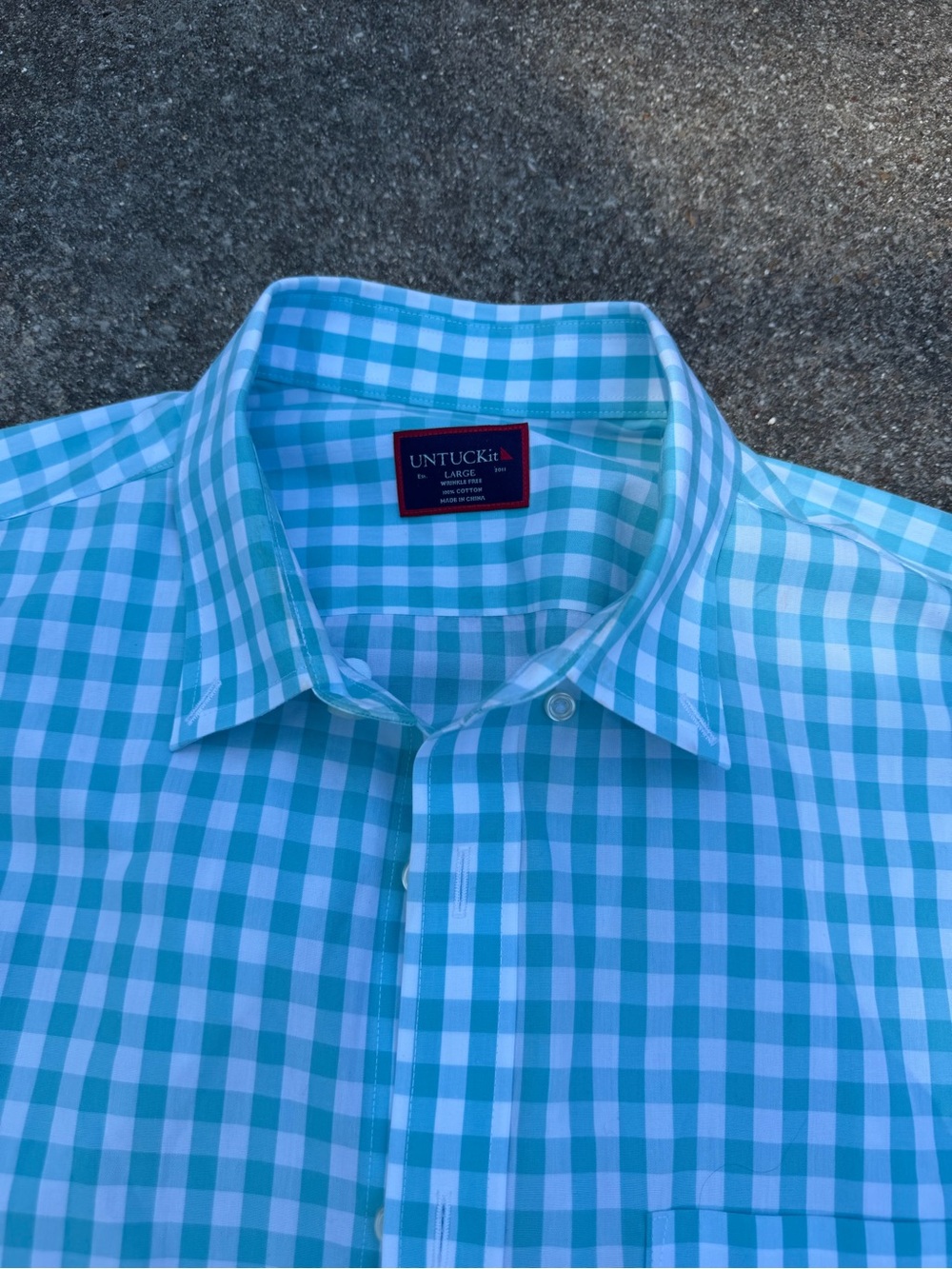 UNTUCKit Light Blue Gingham Button-Down Shirt - Picture 3 of 4